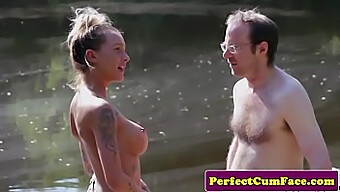 Busty Female Dominates Outdoors, Makes Man Ejaculate