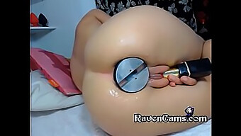 Uma Modelo De Webcam Excitada Insere Um Enorme Brinquedo Anal Em Seu Orifício Traseiro Confortável.