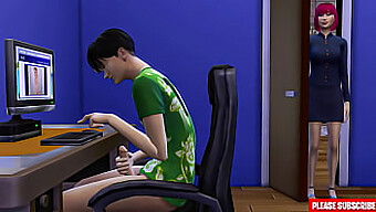 Asian Step-Mom Discovers Son'S Solo Activity