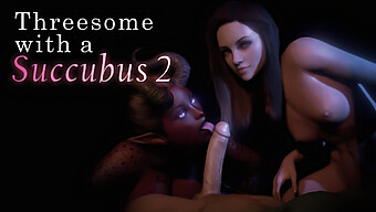 Animert Trekant Med En Demonisk Succubus, 18+ Innhold