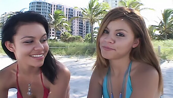 Two Teen Girls' Oral Pleasure On A Big Cock In Miami