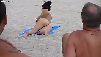 Amateur Couple Exhibits On The Beach