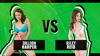 Riley Reid และ Dillion Harper แข่งขันกันเพื่อทักษะการขี่วัวที่ดีที่สุด