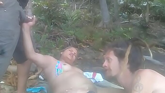 At A Nude Beach, We Joined A Couple For A Passionate Session Including Oral, Big Boobs, And A Wild Orgy.