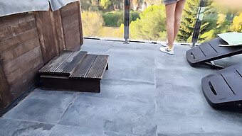 Blonde Teen'S Intense Orgasm On A Mountain Patio