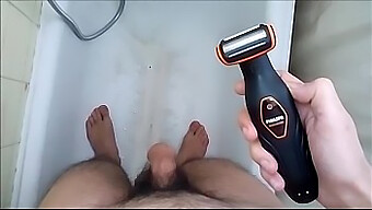 Amateur Guy Reveals His Hairy Cock And Balls While Showering