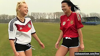 Young Women Engage In Outdoor Lesbian Sex After A Game Of Football